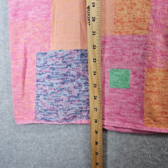 Crazy Horse Women's Sz 2/XXL VTG‎ 90's Multicolor Patchwork Knit V-neck Top - Picture 6 of 7